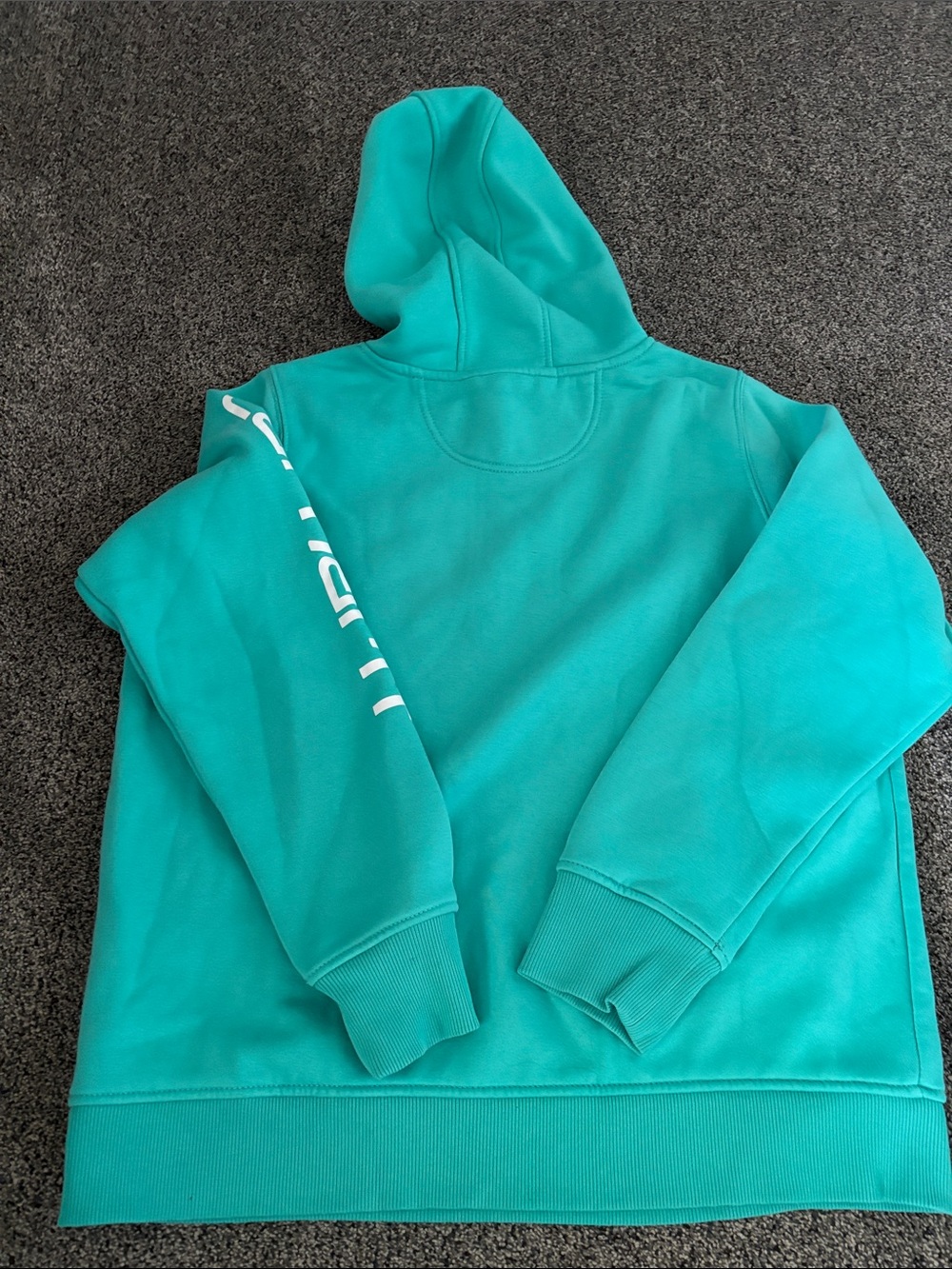 Carhartt Teal Green Pullover Hoodie with Sleeve Script - Picture 6 of 6